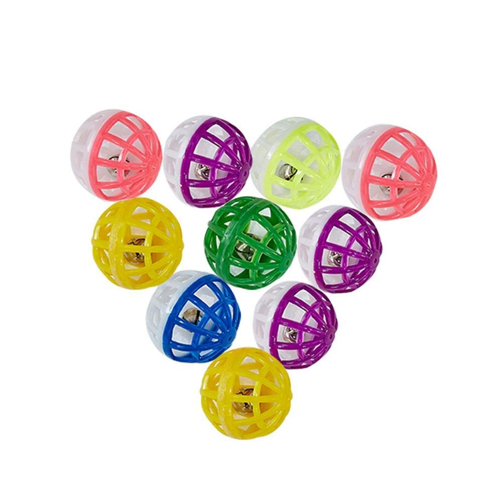 1.5 Inch Cat Toy Ball with Bell - Plastic Lattice Jingle Balls for Kittens - 50pcs Colorful Chase, Pounce & Rattle Toys - Perfect for Pet Training, Playtime & Exercise