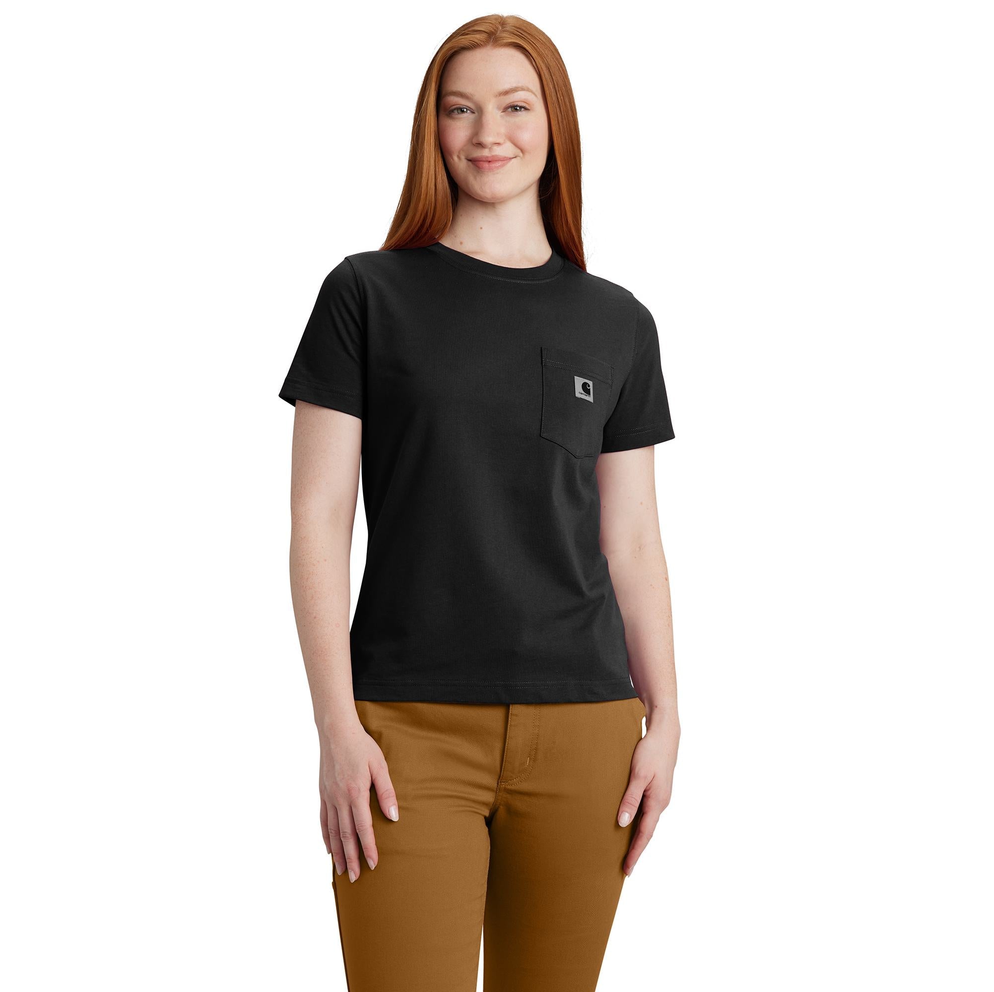 Carhartt Women's Relaxed Fit Lightweight Short Sleeve T-Shirt with Chest Pocket - Comfortable Casual Workwear for Outdoor Activities and Everyday Wear