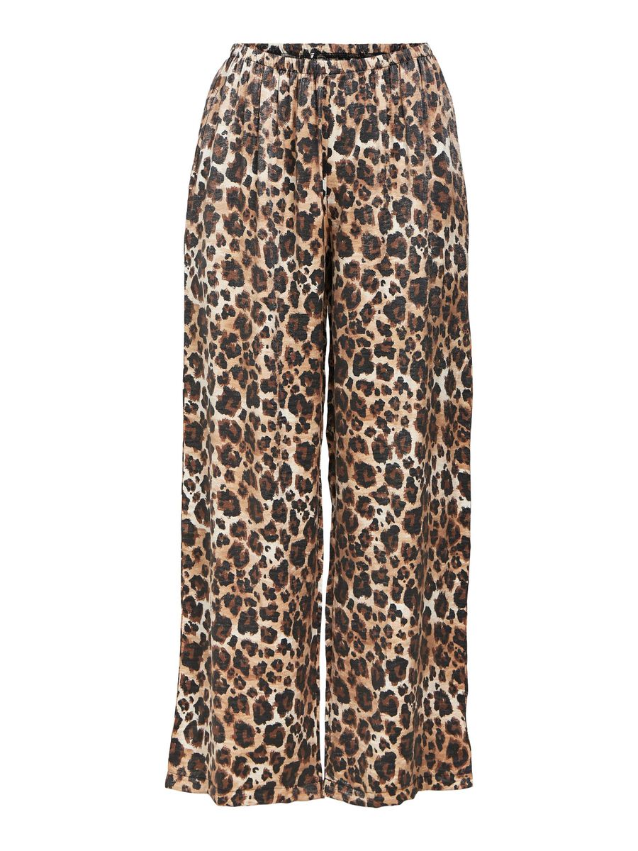 Jenny Women's Wide Leg Pants - Leopard Print High Waist Palazzo Trousers for Casual, Office & Party Wear