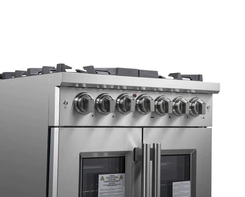 FORNO Massimo 30 Inch Freestanding Dual Fuel Range with French Doors - Stainless Steel FFSGS6325 | Professional Gas & Electric Oven for Home Cooking, Baking & Entertaining