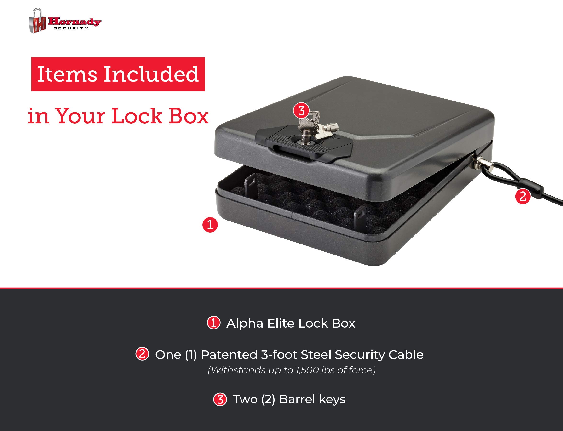 Hornady Secure Lock Box for Guns, Pistols & Valuables - Heavy Duty Steel Safe with Key Lock for Home, Office & Travel Security