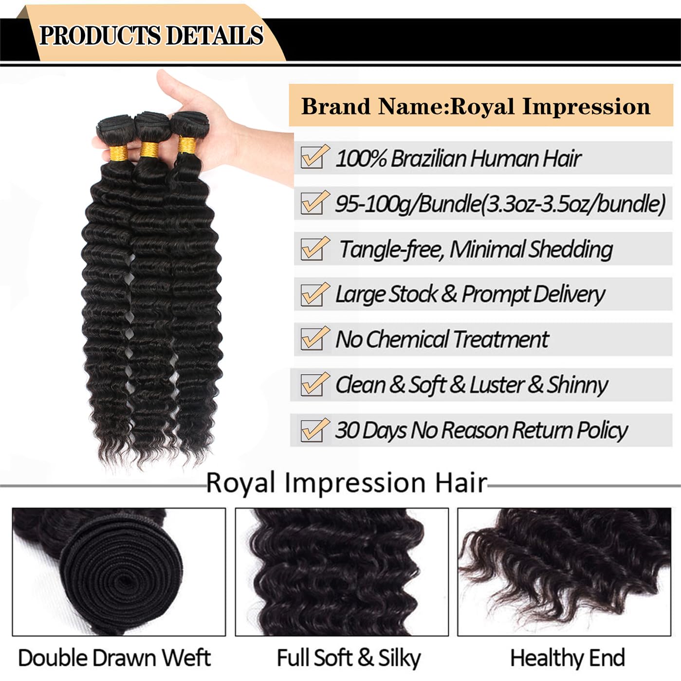 12A Brazilian Virgin Hair Pineapple Deep Wave 3 Bundles 22