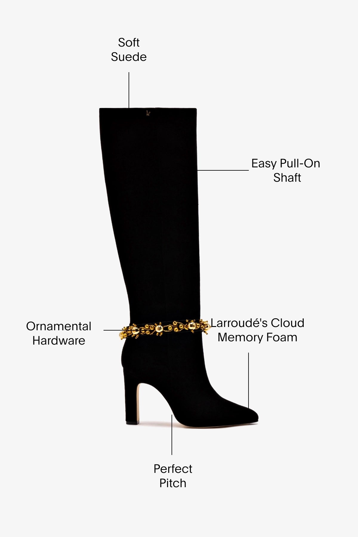 Larroudé x Libertine Black Suede Leather Boots with Golden Balls - Stylish Women's Ankle Boots for Fall Fashion & Night Out