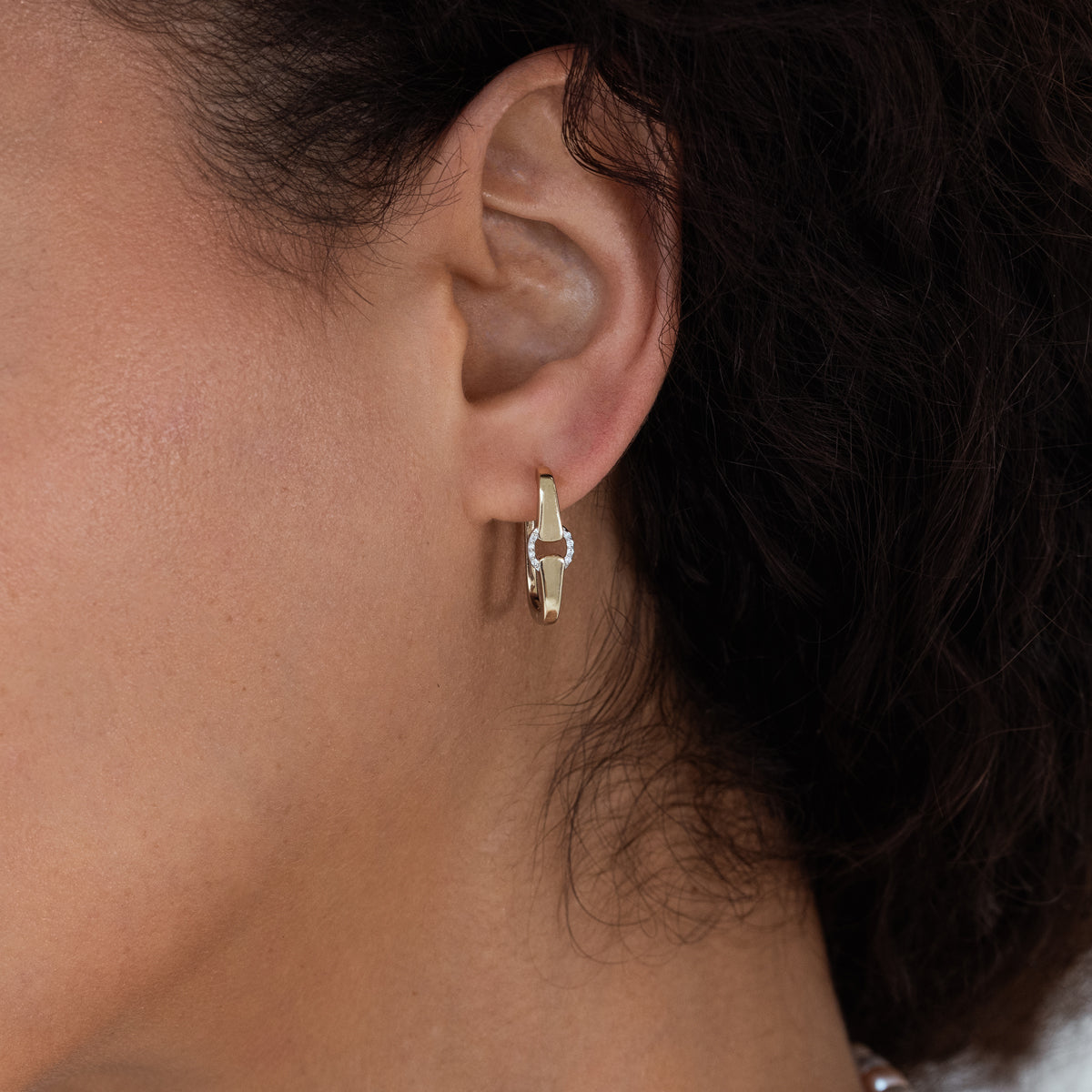 Elegant Two-Tone Diamond Buckle Earrings for Women - Fashion Jewelry for Party, Wedding & Everyday Wear