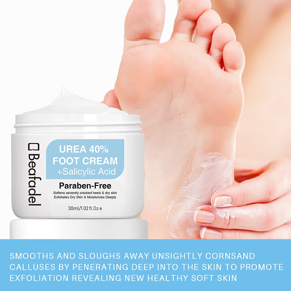 40% Urea Foot Cream with Salicylic Acid - Callus Remover & Moisturizer for Dry Cracked Hands, Heels, Elbows & Knees | Deep Exfoliation, Intensive Hydration & Skin Repair | Perfect for Pedicures, Dry Skin Treatment & Foot Care Routine