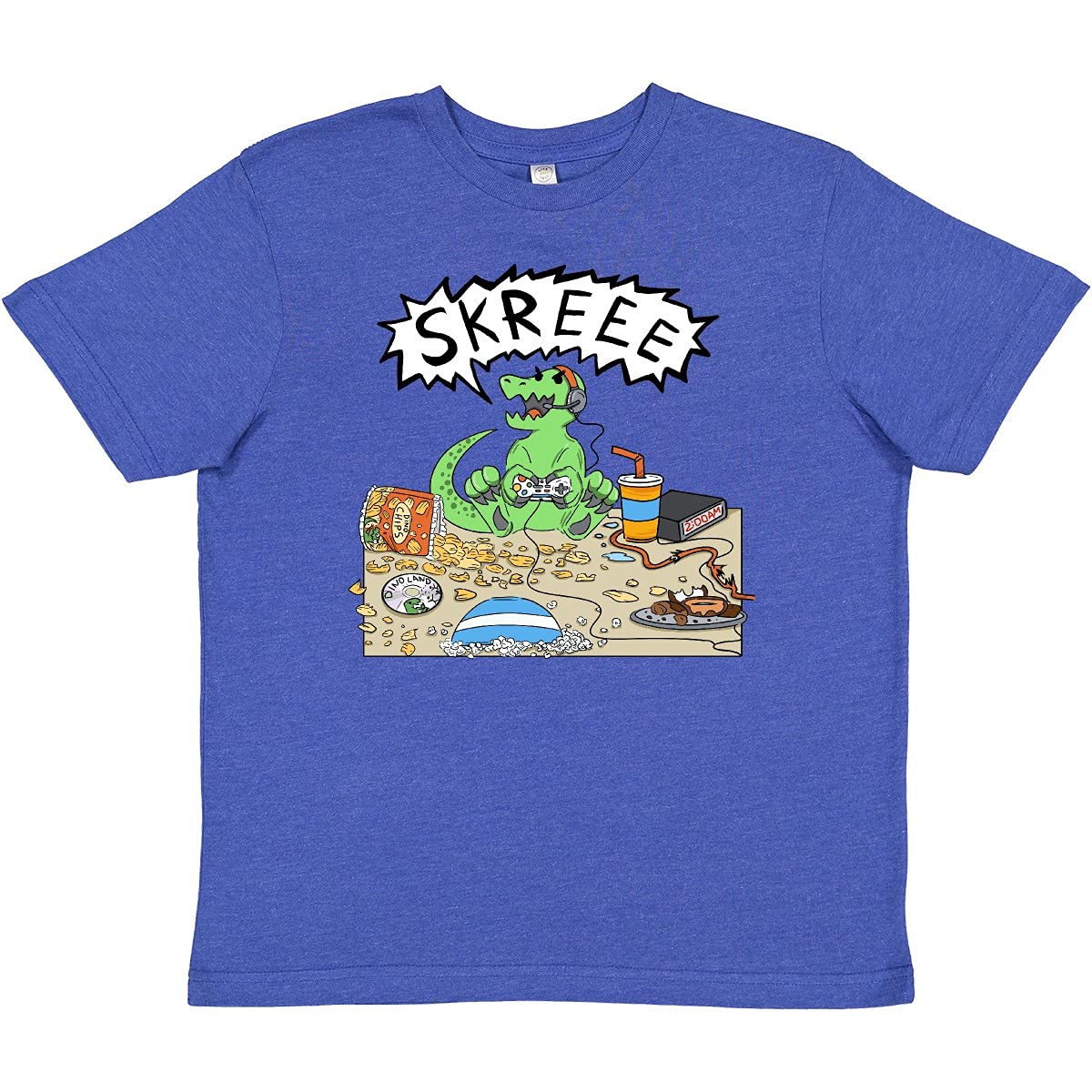 Inktastic Gaming Dino Youth T-Shirt - Cool Dinosaur Graphic Tee for Kids & Teens - Perfect for Gaming, School & Casual Wear
