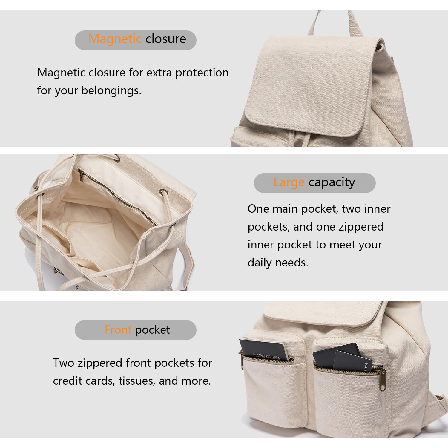 Korean Style Women's Canvas Backpack - Casual Drawstring Travel Bag for College & Outings