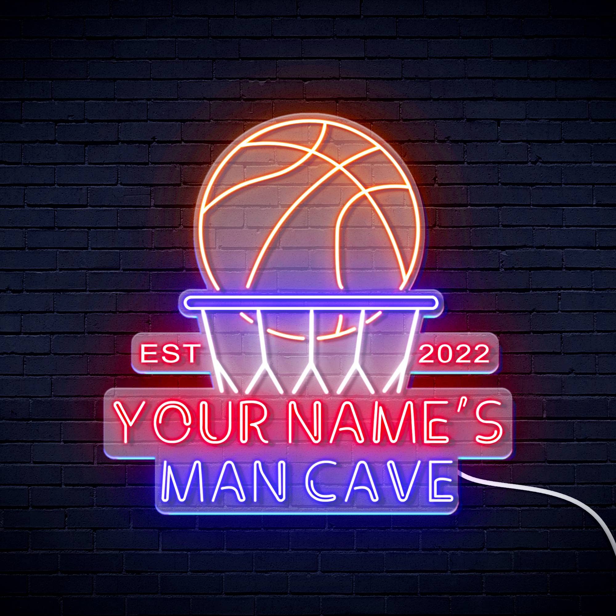ADVPRO Custom Basketball LED Neon Sign - Ultra Bright Blue & Yellow Light for Man Cave, Game Room, Bar Decor - Personalized Sports Gift for Fans