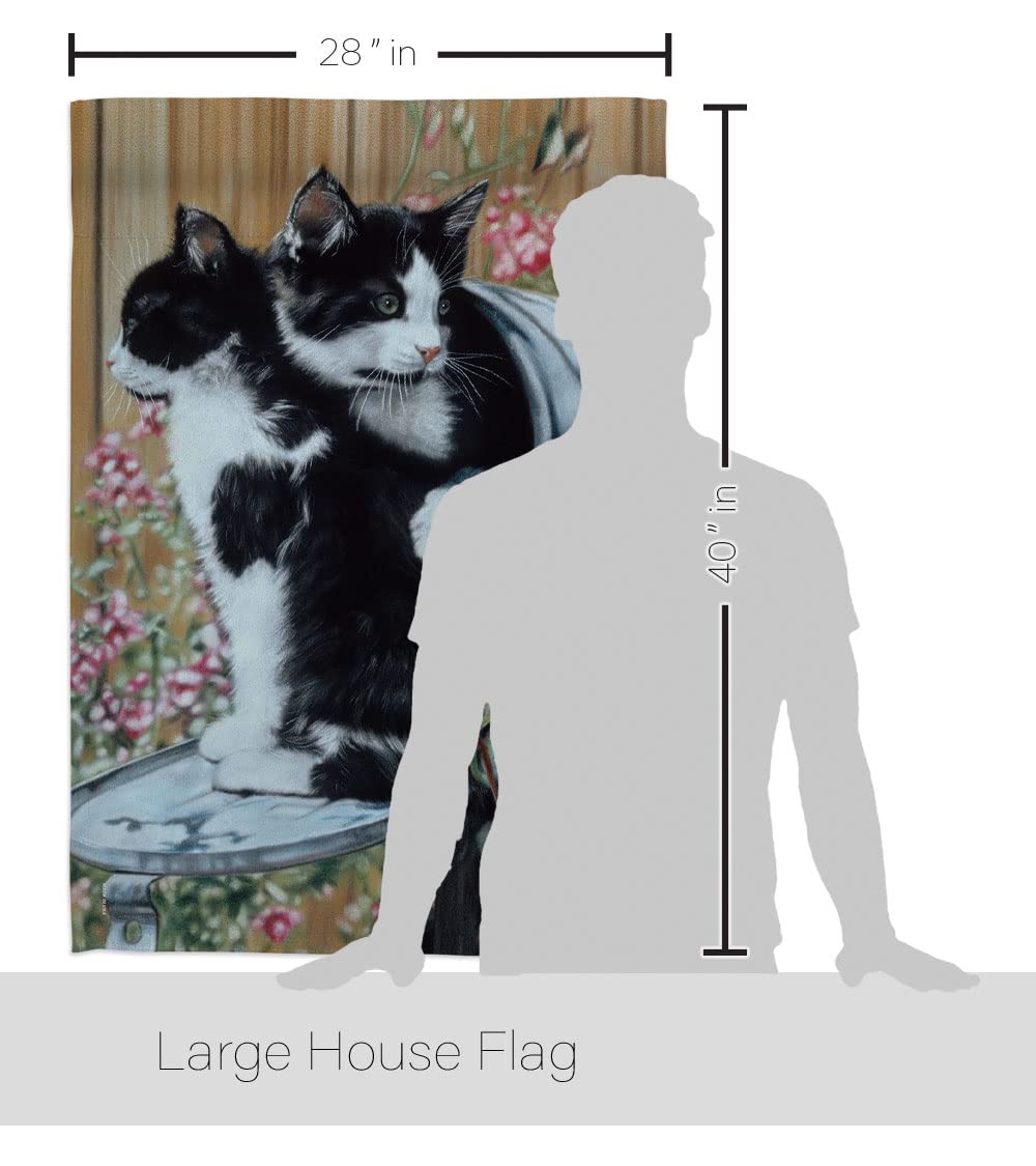 Tuxedo Cat House Flag Set 28x40