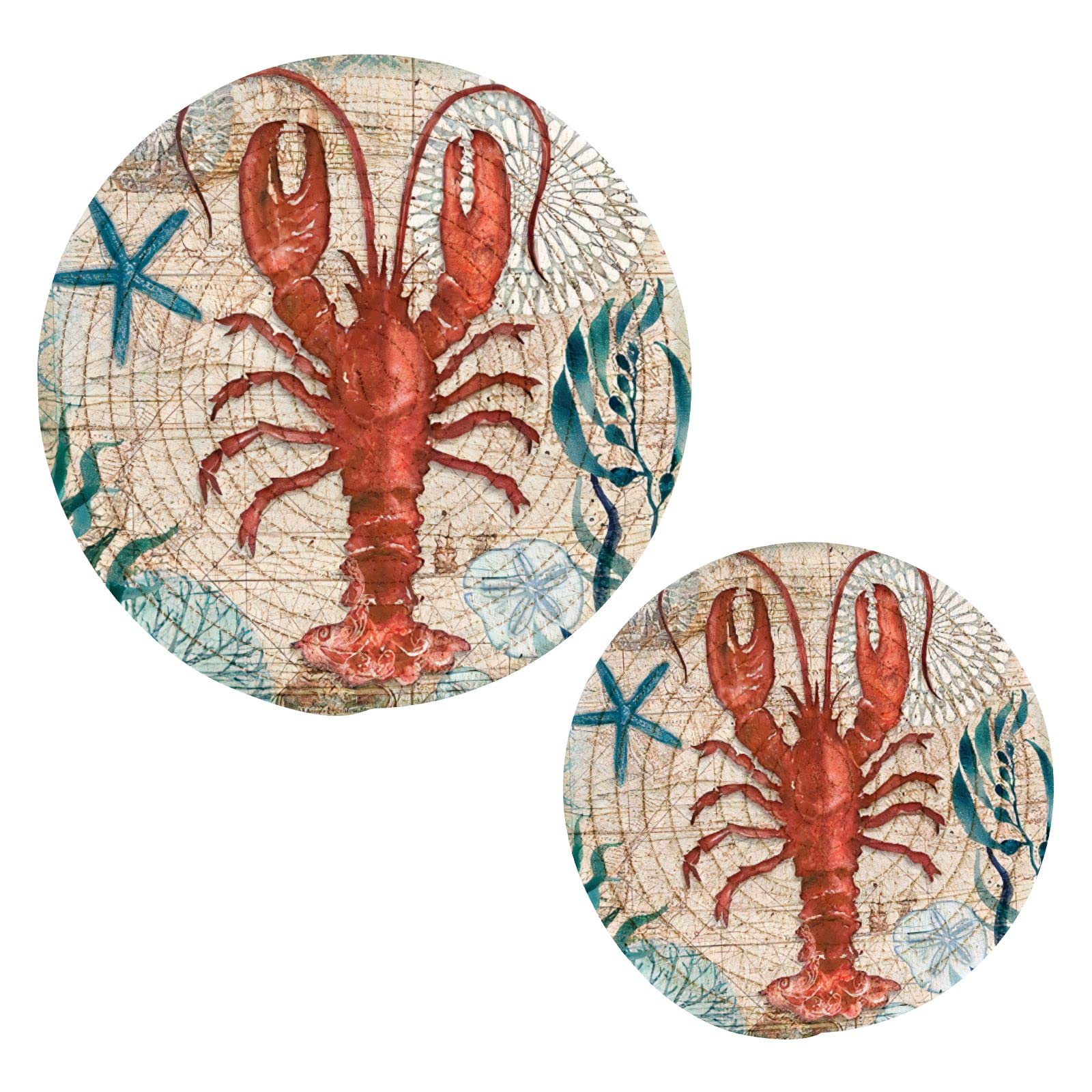 Ocean Lobster Kitchen Pot Holders Set - 6-Piece Cotton Woven Trivets & Heat Resistant Hot Pads for Cooking, Baking, and Serving - Stylish Coasters & Hot Mats for Countertop & Dining Table Protection
