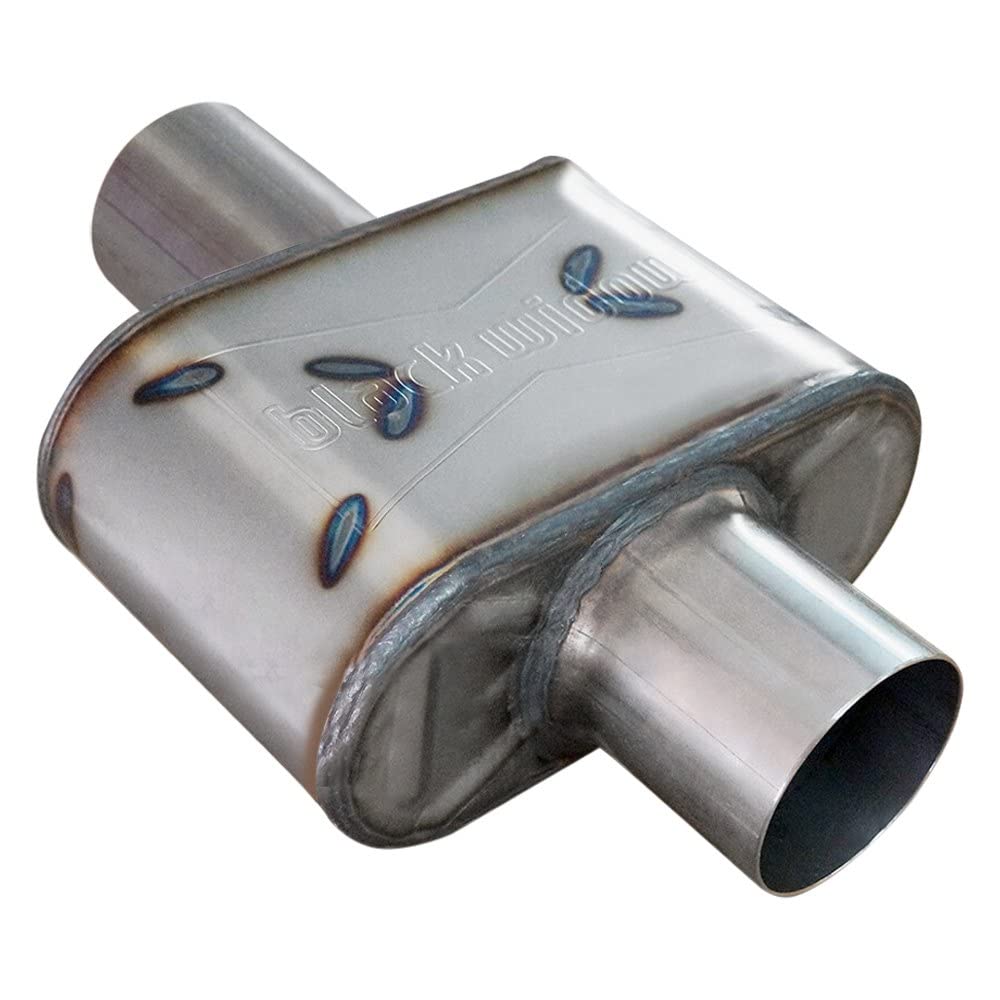 Black Widow Exhaust BWAHW25C Center/Center Muffler - High Performance Replacement for Trucks & Muscle Cars - Perfect for Off-Roading & Street Racing