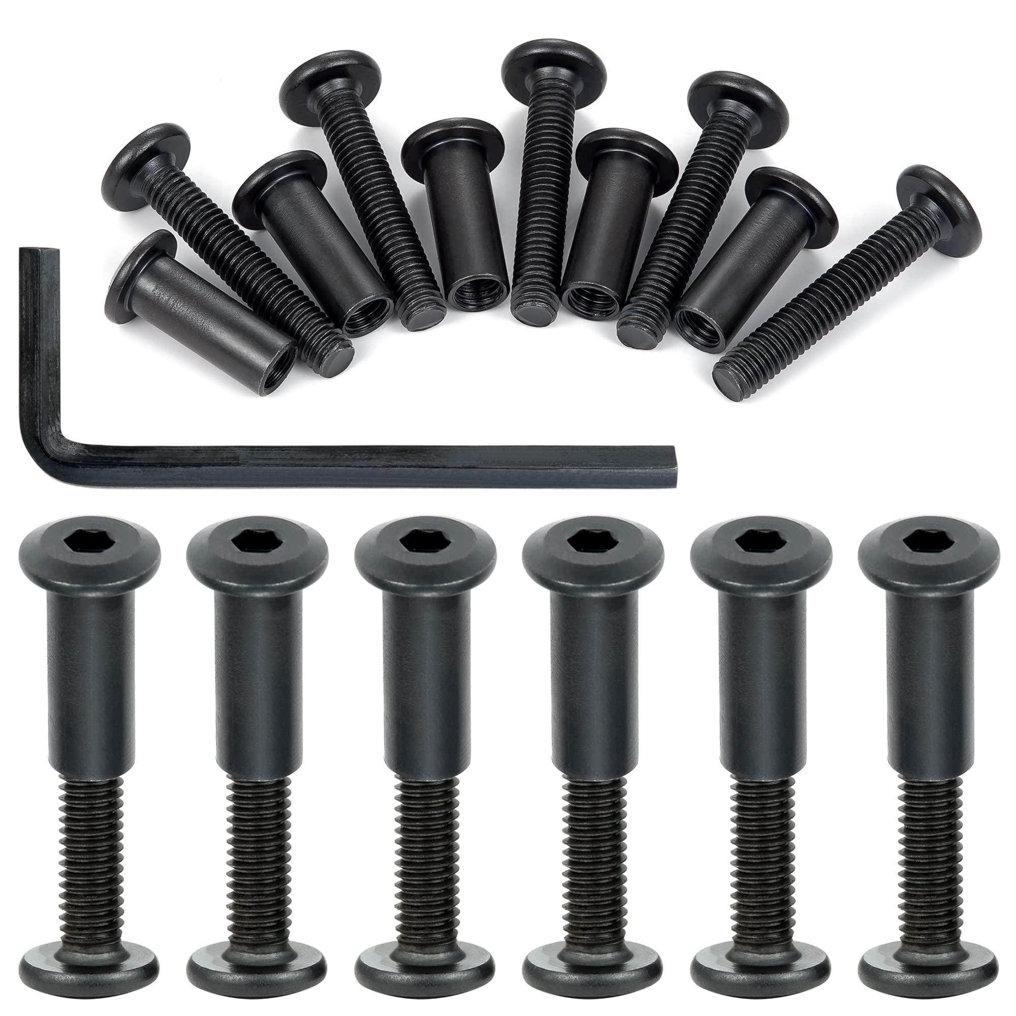 40 Sets M6 Black Hex Bolts and Nuts Assortment Kit - 35mm Metal Screws for TV Stand, Crib Hardware, Leather Saddles, Purses & Belt Repair | Durable Fasteners for DIY Projects & Home Improvement