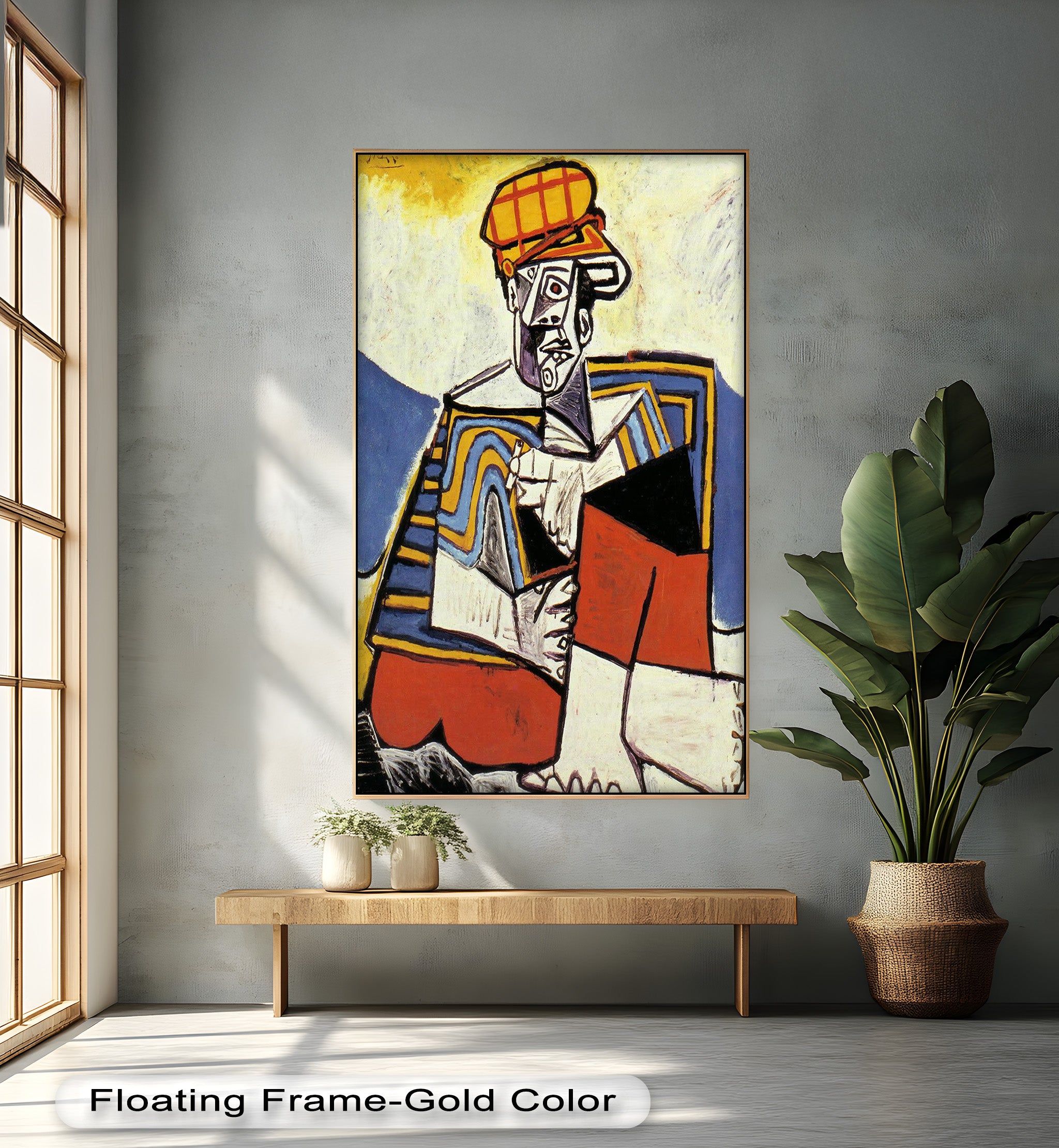 Abstract Man with Cap Wall Art - Cubist Oil Painting for Modern Home & Office Decor | Handmade Canvas Print | Unique Gift Idea for Art Lovers