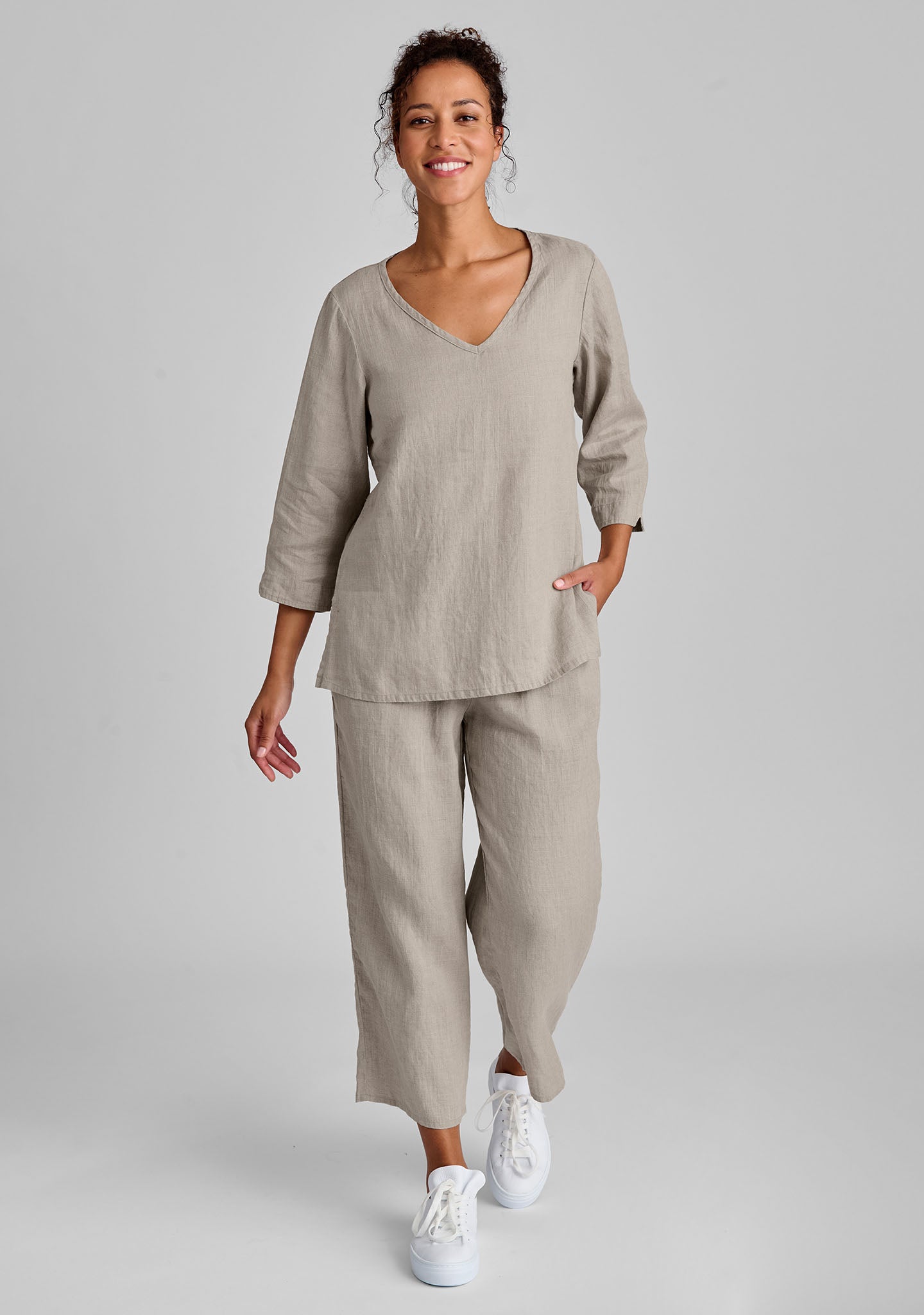 Floods Linen Pants with Elastic Waist - Comfortable Summer Casual Pants for Women, Lounge Wear, Travel & Beach
