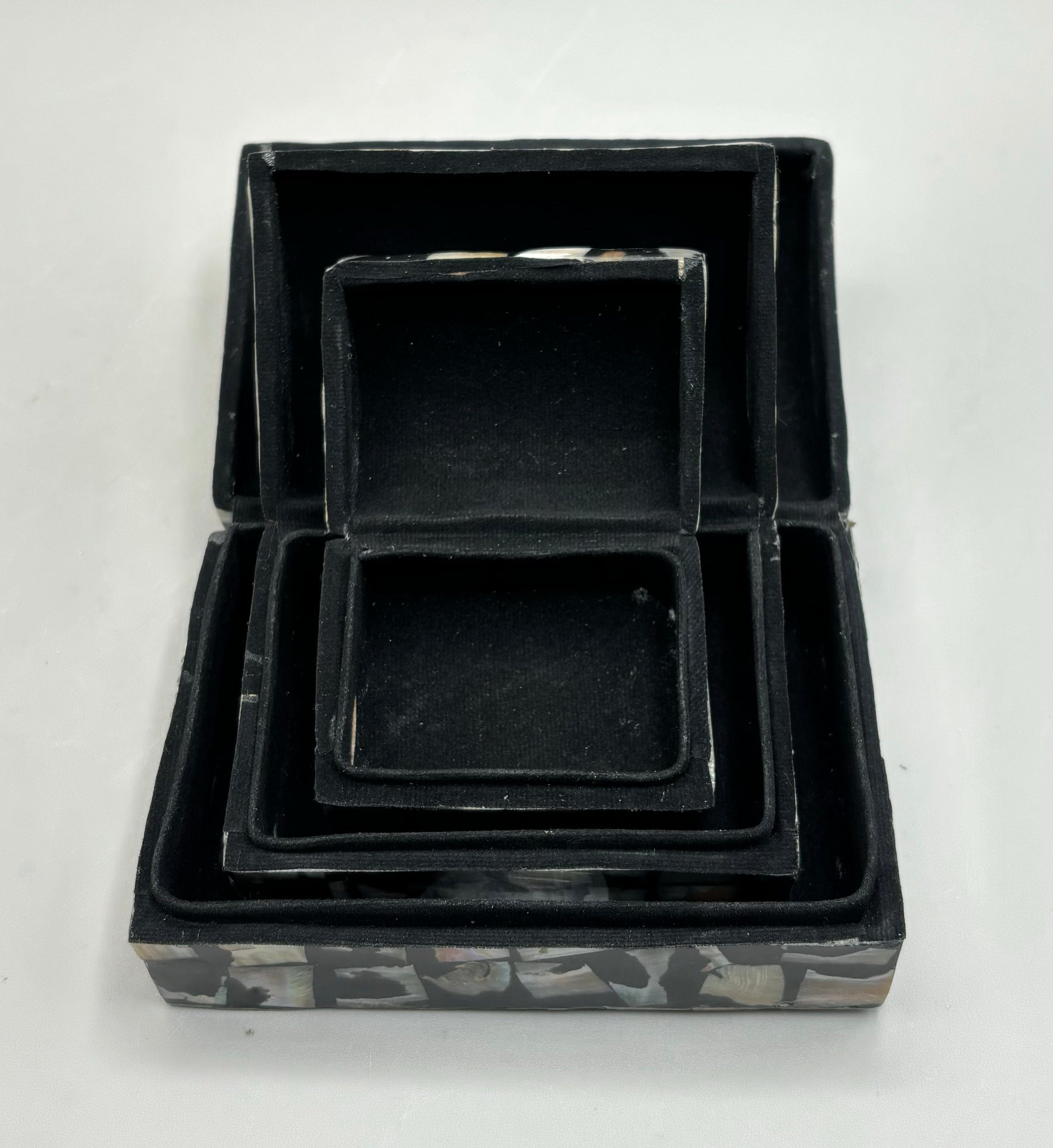 Exquisite Abalone Shell Nesting Boxes - Handcrafted Jewelry Organizer for Rings, Earrings & Necklaces | Perfect for Home Décor, Gift Giving & Travel Storage