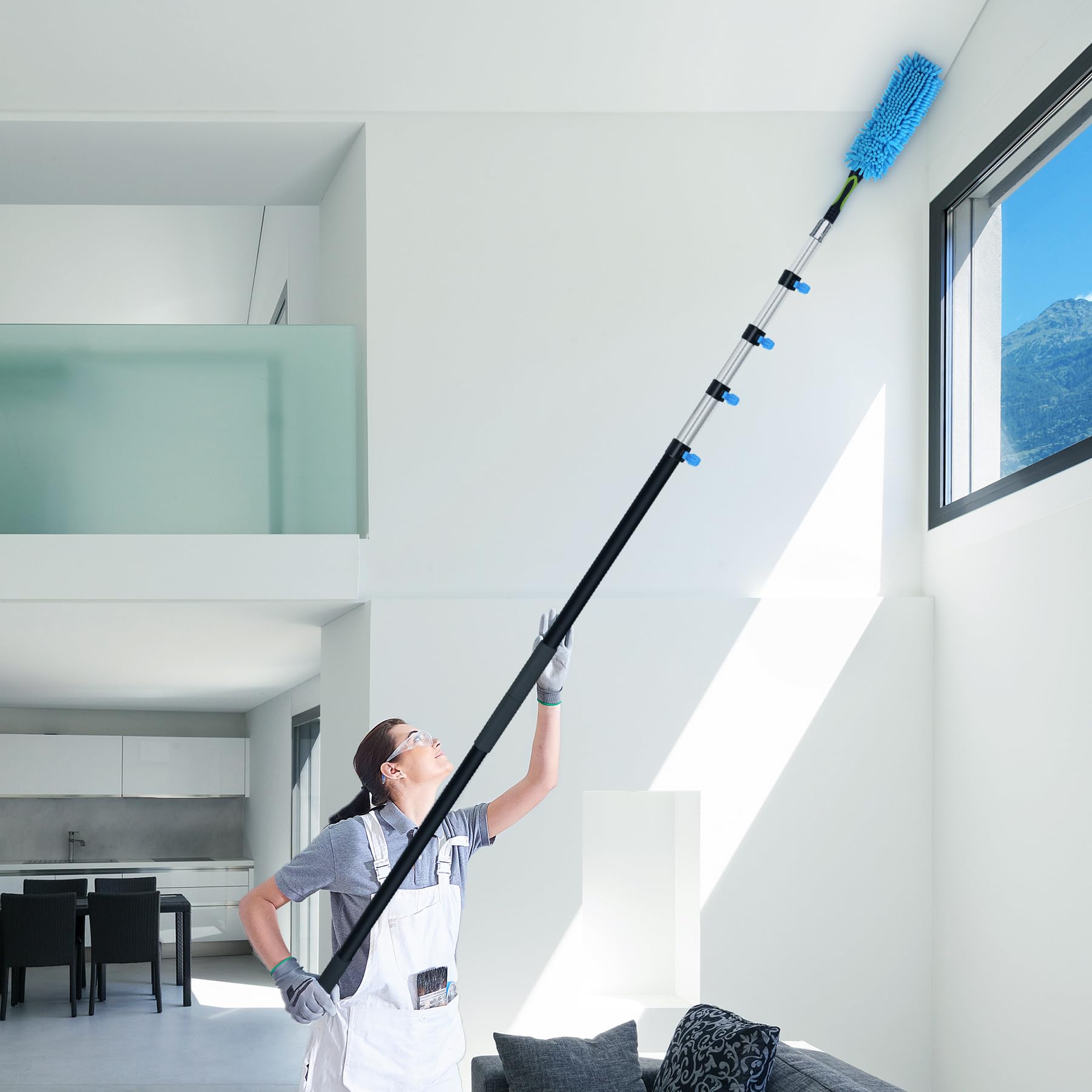 Lineslife 8-24ft Telescoping Extension Pole - Lightweight Aluminum Alloy Paint Roller Pole for High Ceilings, Window Cleaning, Dusting & Home Maintenance (Pole Only) - Perfect for DIY Projects, Hard-to-Reach Areas & Professional Use