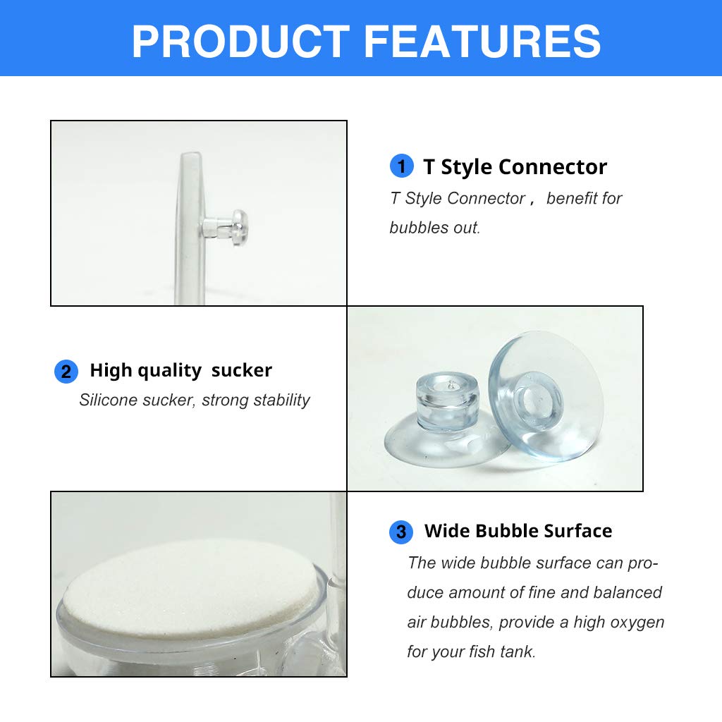 UPETTOOLS Aquarium Air Stone Kit - Nano Bubble Diffuser with Control Valve for Betta Fish & Small Tanks | Ultra Quiet, High Oxygen Dissolution | Creates Micro Bubbles for Healthy Fish | Perfect for Home, Office & Classroom Aquariums