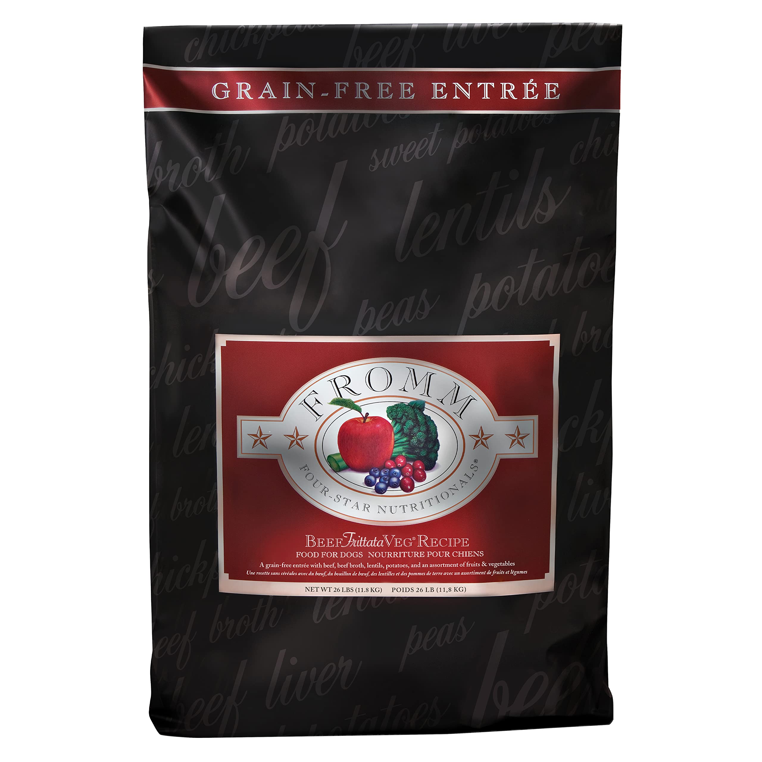 Fromm Four-Star Nutritionals Beef Frittata Veg Dry Dog Food - High Protein Grain-Free Beef Recipe for Adult Dogs - 26lb Bag - Perfect for Active Dogs & Weight Management