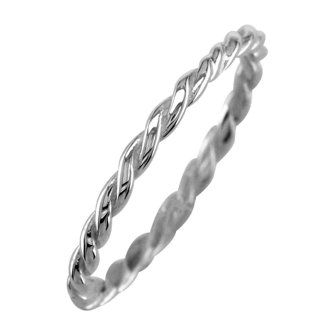 18k White Gold 1.8mm Stackable Rope Ring for Women - Dainty Minimalist Wedding Band, Anniversary Gift, Everyday Layering Jewelry