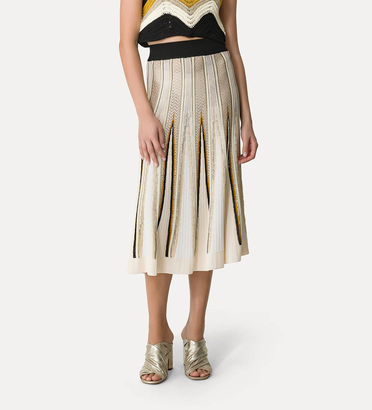 Chevron Stitch Skirt - Soft Bamboo Fabric A-Line Midi Skirt for Women | Comfortable & Stylish Summer Casual Wear for Outings & Beach Vacations