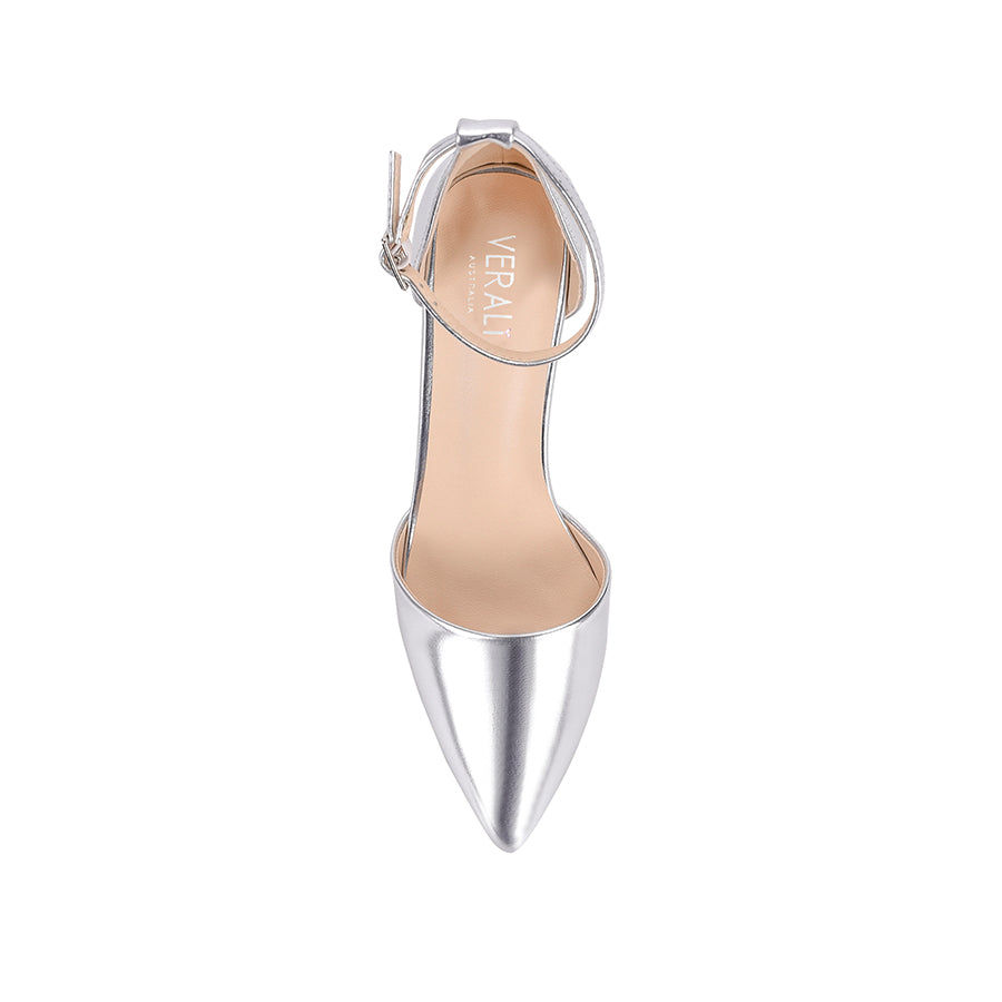 Kitra Women's Closed Toe High Heels - Silver Dress Pumps for Party, Wedding & Office Wear