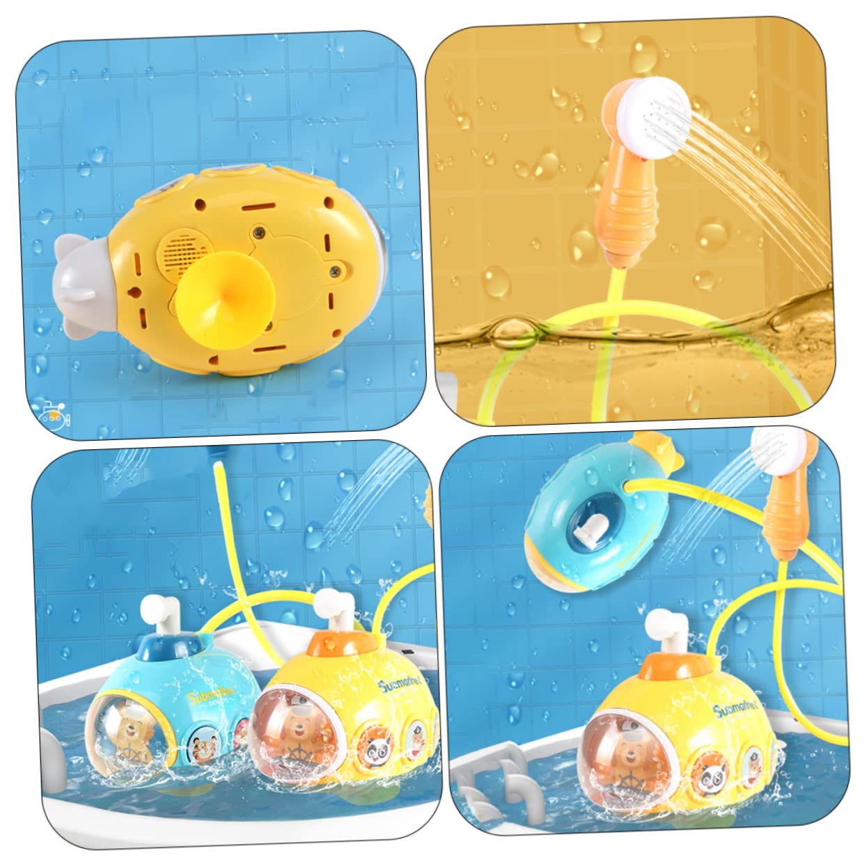 FAVOMOTO 4pcs Kids Bath Toys - Animal Shower Toys for Toddlers, Water Play Toys for Baby Bath Time, Durable Plastic Yellow Bathtub Toys for Children - Fun Learning Toys for Sensory Play & Early Development
