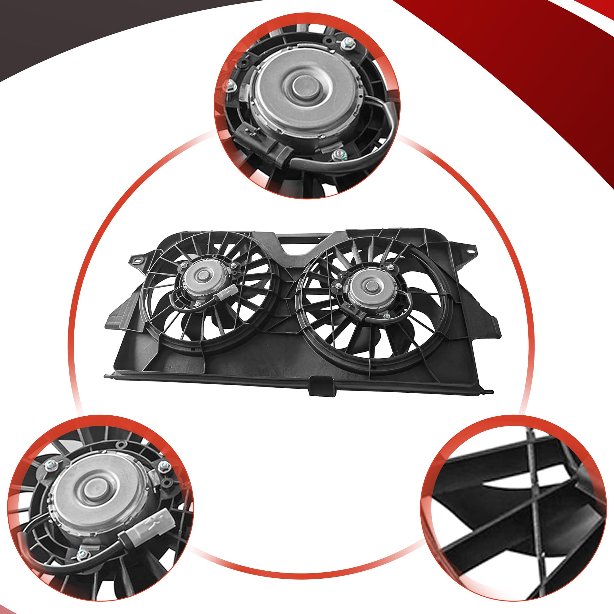 Partsflow Engine Cooling Fan Assembly Compatible with 2005-2008 Chrysler Town & Country, Voyager, Dodge Caravan & Grand Caravan - Perfect for Engine Overheating Prevention & Summer Driving