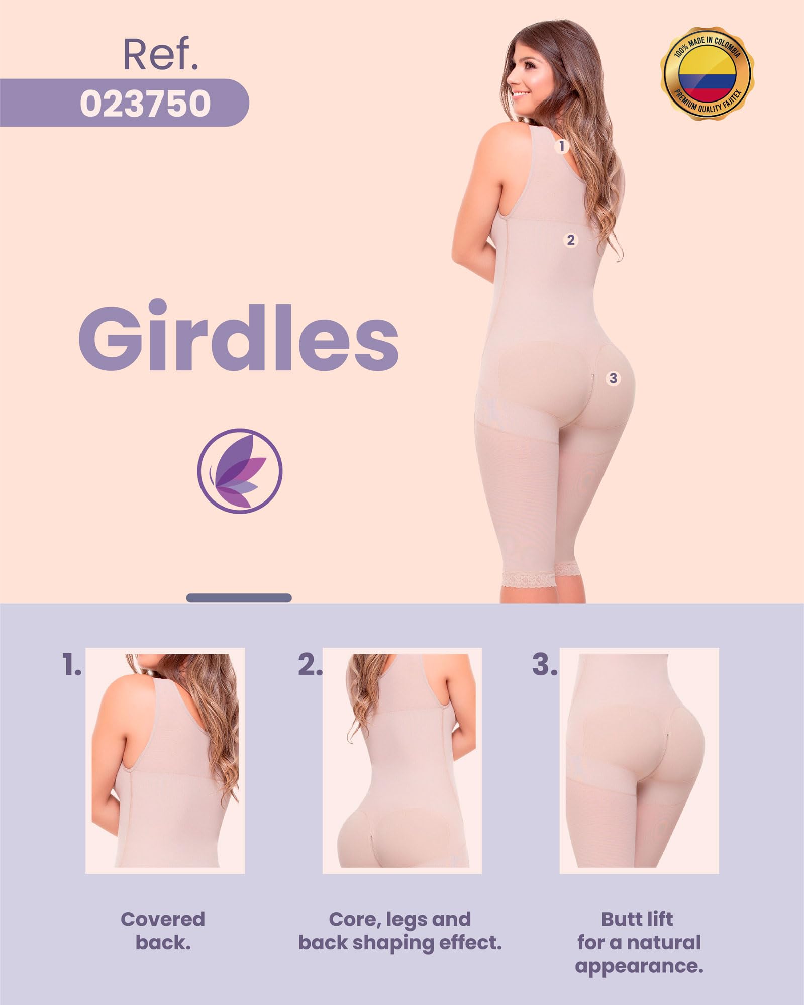 Fajitex Women's High Compression Shapewear - Colombian Fajas Moldeadoras Full Body Girdle with Built-in Bra | Tummy Control & Waist Trainer for Everyday Wear, Postpartum Recovery & Special Occasions