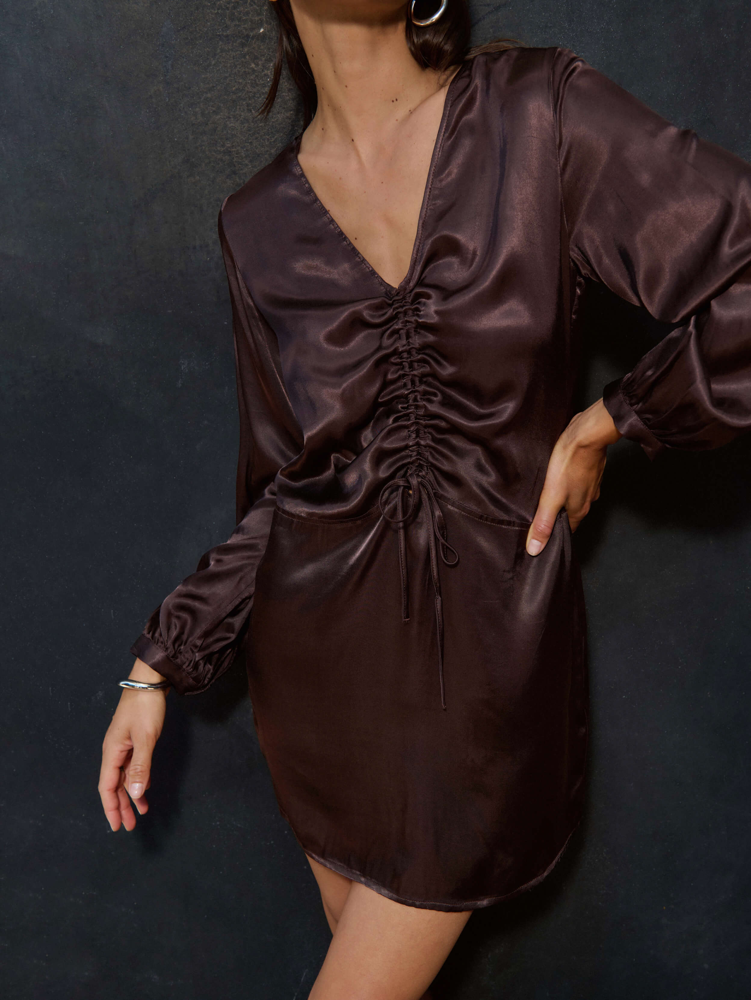 Cora Dress - Elegant Coffee Brown Women's Dress for Casual Wear, Office & Date Night | Comfortable & Stylish