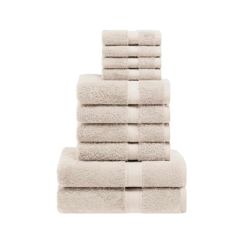 Premium Egyptian Cotton 10-Piece Towel Set - Ultra Soft, Heavyweight & Plush for Bath, Spa & Luxury Home Use