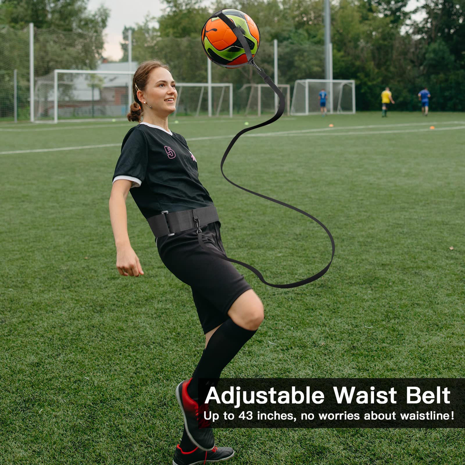 Adjustable Xxerciz Soccer Belt Trainer - Solo Football Kick Trainer for Soccer, Volleyball & Rugby - Durable Nylon Sports Training Aid - Perfect for Solo Practice, Team Drills & Backyard Training