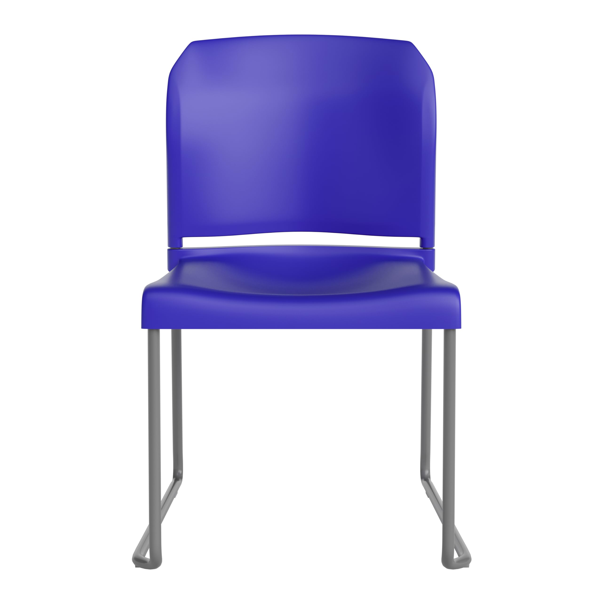 EMMA + OLIVER Egan Heavy Duty Stack Chair - Blue Full Back Ergonomic Seat - 880 lb Weight Capacity - Gray Powder Coated Sled Base - Perfect for Office, Conference Room, and Event Seating