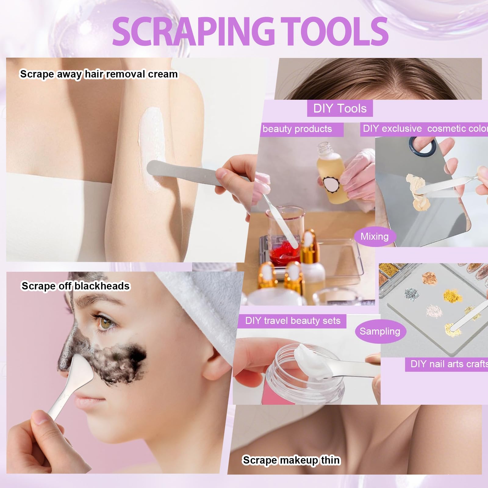 4PCS Stainless Steel Makeup Spatula Set - Mini Metal Cosmetic Spatula for Korean Skincare, Multi-functional Beauty Tool for Facial Care, Makeup Application & Personal Cosmetics - Perfect for Travel & Salon Use