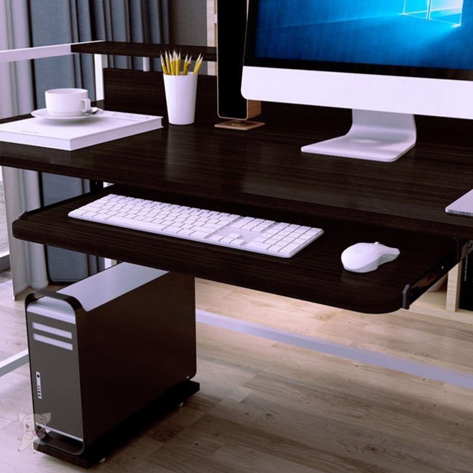 Ergonomic Under Desk Keyboard Tray - Slide Out Pull Out Keyboard Drawer for Computer Desk, Adjustable Typing Platform for Home Office & Gaming Setup - Perfect for Comfortable Typing, Working & Extended Computer Use