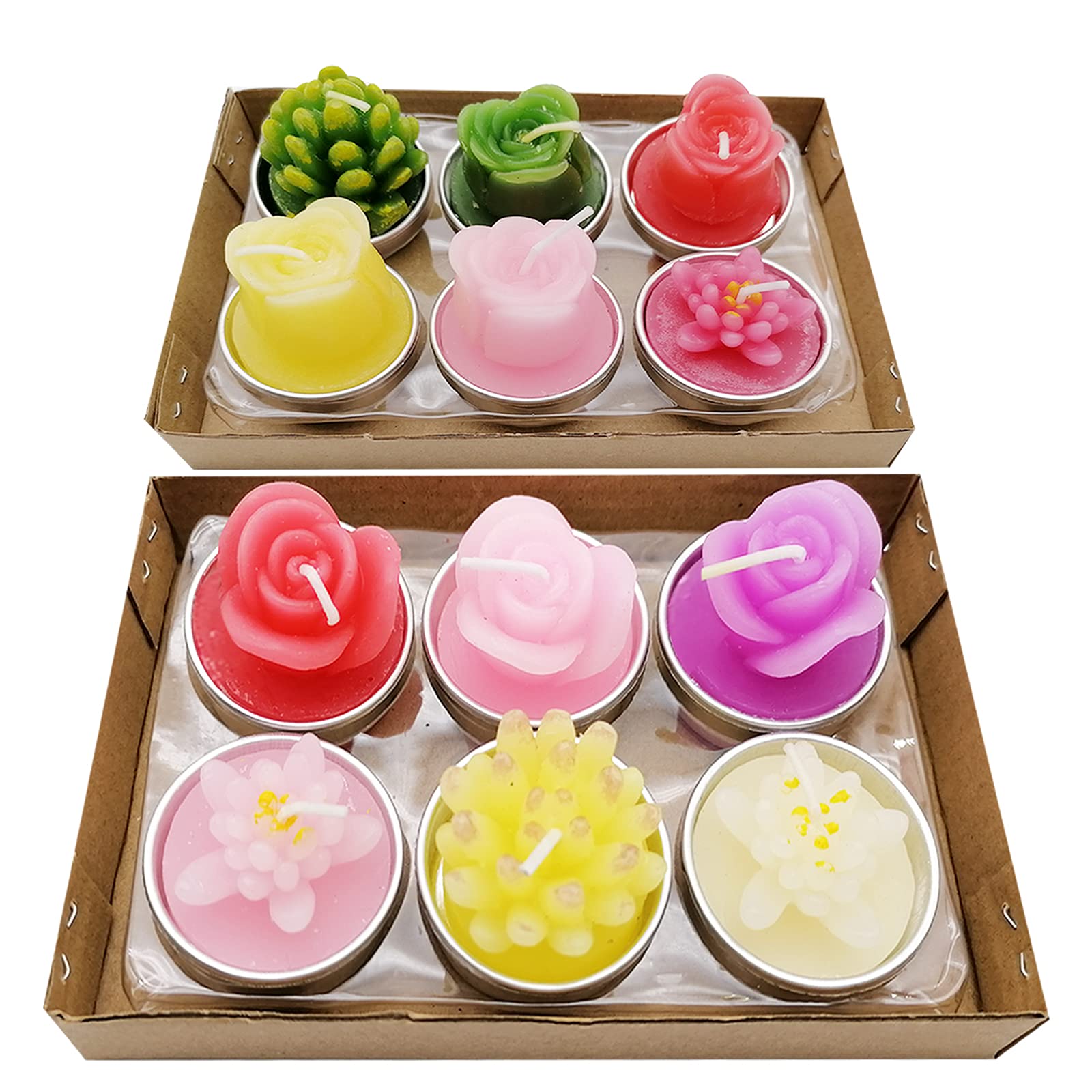 12Pcs Succulent Cactus Tealight Candles for Home Decor & Weddings