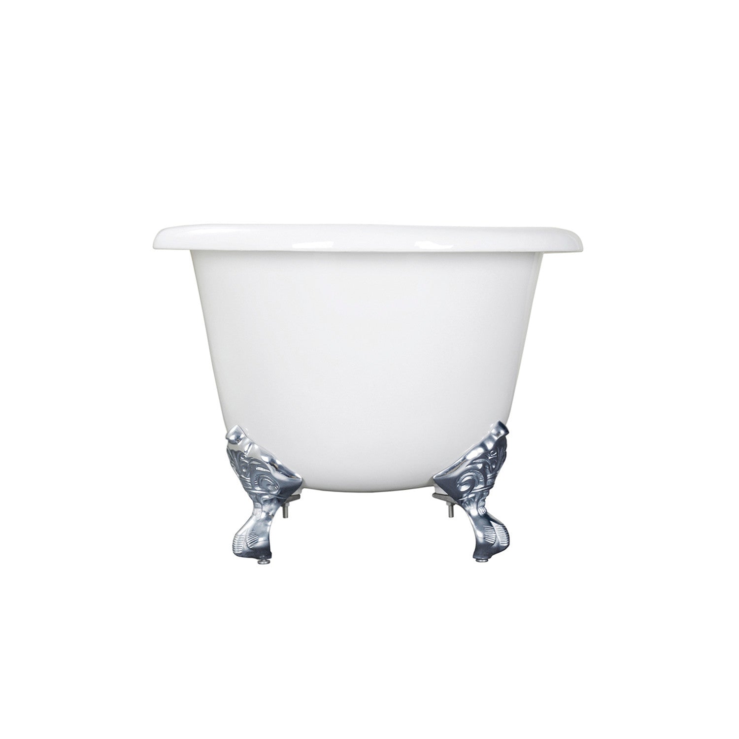 60 Inch White Cast Iron Clawfoot Bathtub - Oval Double Ended Freestanding Tub with Polished Chrome Feet (No Faucet Drillings) | Vintage Bathroom Decor, Spa Relaxation, Luxury Home Upgrade