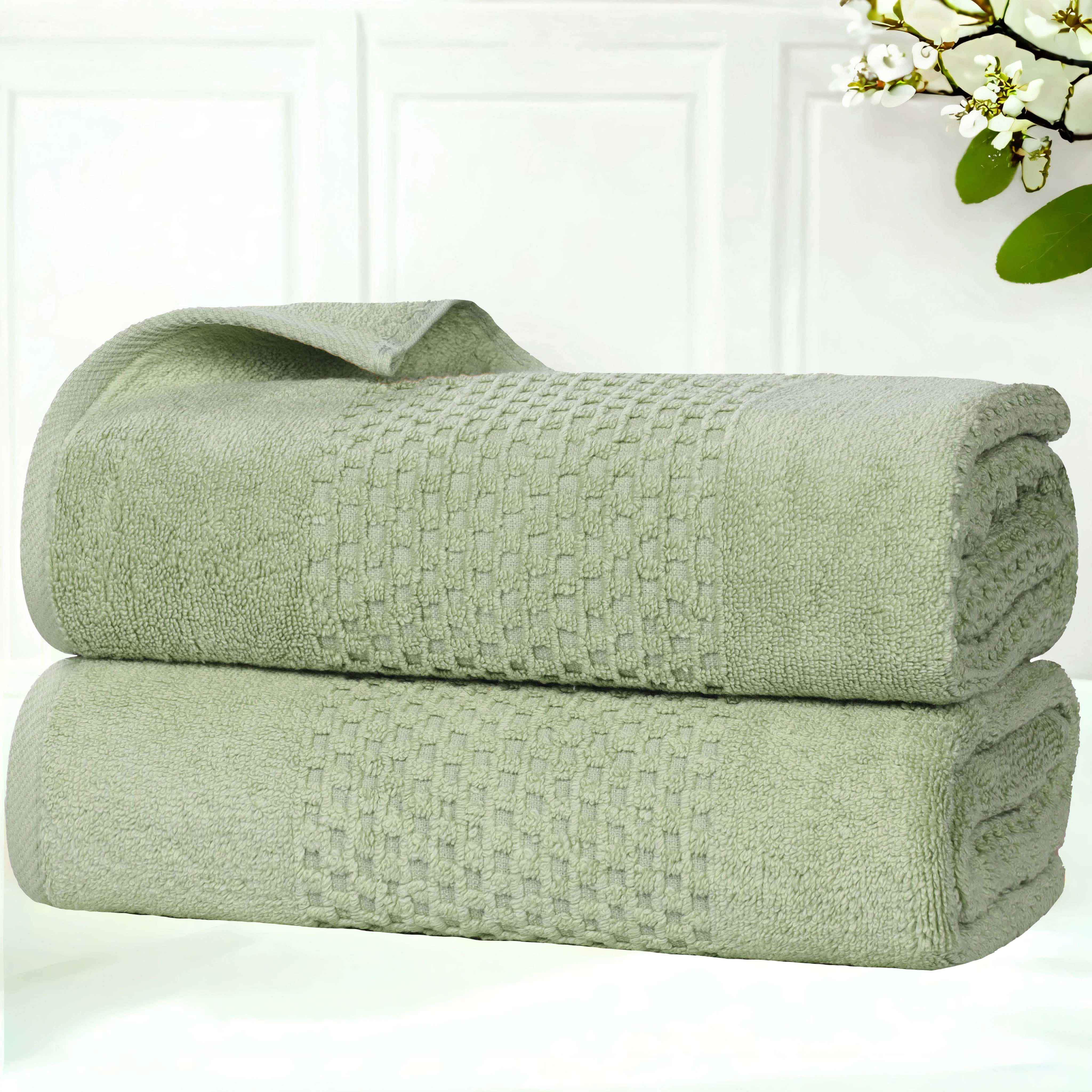 Premium 100% Cotton Waffle Weave Bath Towels Set of 2 - Ultra Absorbent, Quick Dry, Soft & Luxurious for Spa, Bathroom, Beach & Gym Use