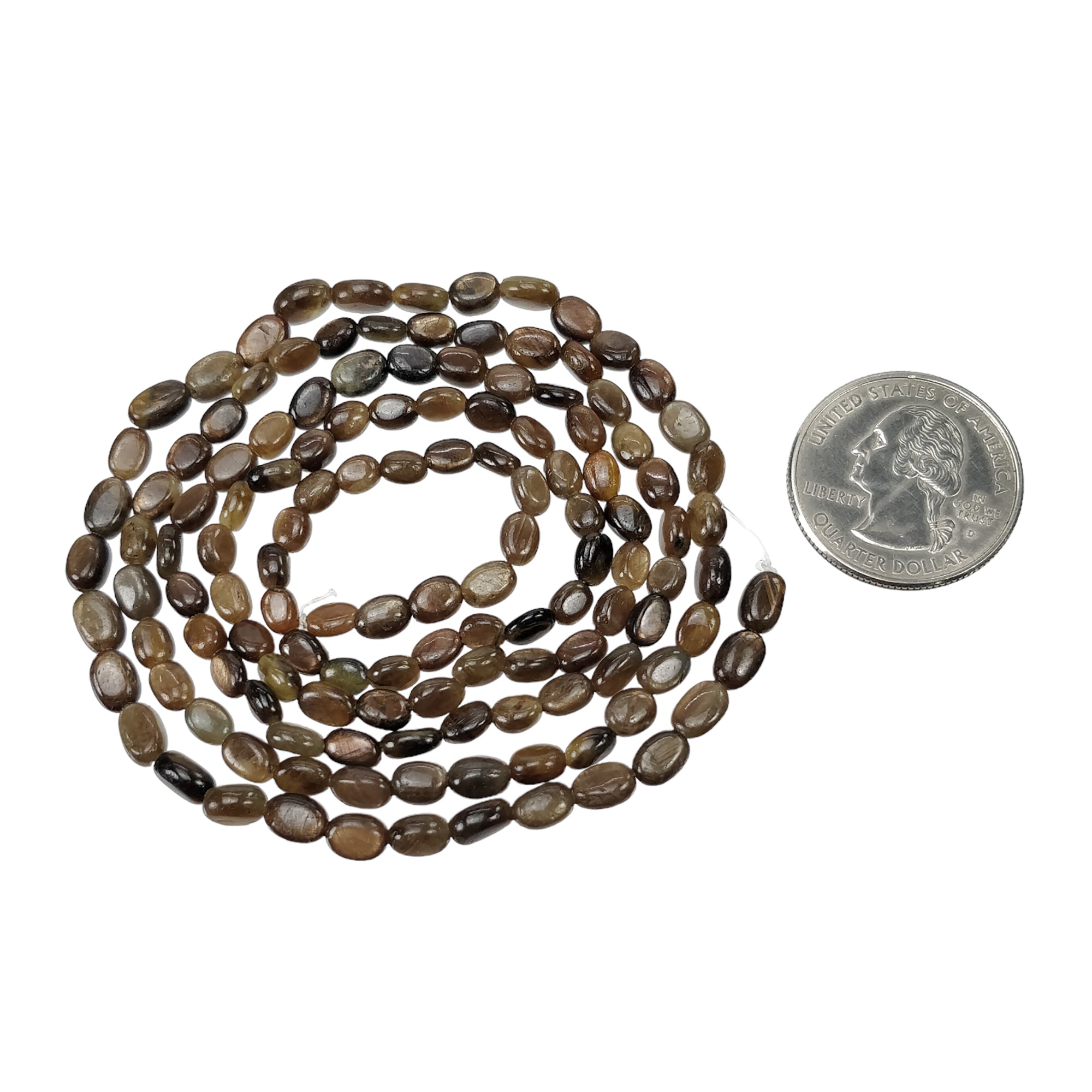 Natural Unheated Golden Brown Chocolate Sapphire Gemstone Cabochon Loose Beads - 109.85cts Oval Plain Nuggets (5x4mm, 6.5x5mm) for Jewelry Making, Wire Wrapping, DIY Crafts & Healing Crystal Collections