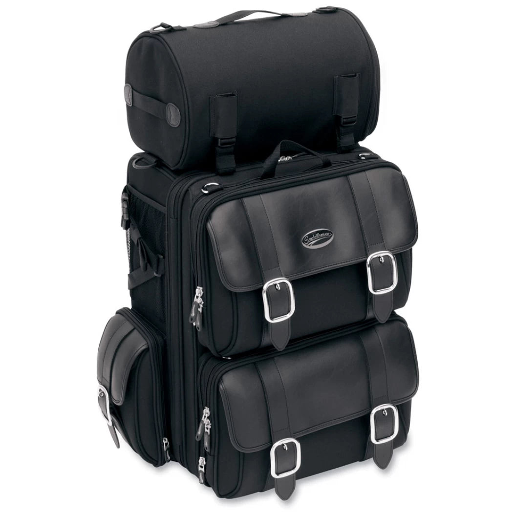 Saddlemen DLX Sissy Bar Bag - Motorcycle Luggage for Harley Davidson & Cruiser Bikes - Waterproof Storage for Road Trips & Daily Commuting