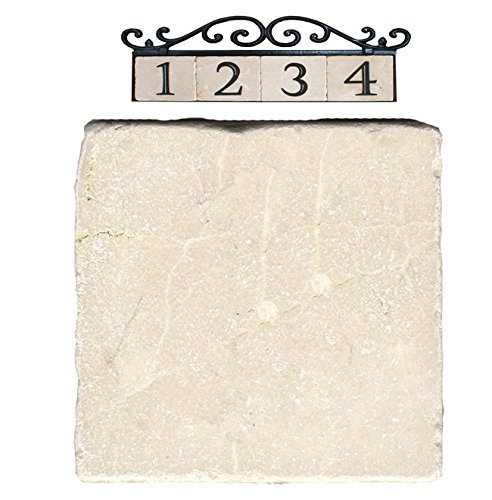 Self-Adhesive Marble Tile House Numbers for Outdoor Use - Blank Address Plaque & Sign for Home, AZ-CLASSIC-HALF-ENDCAP | Perfect for Mailbox, Front Door & Garden Decor