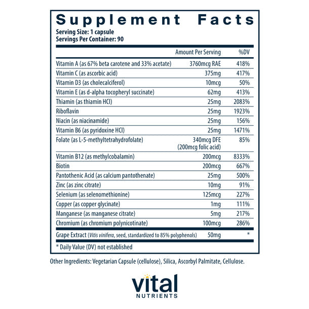 Vital Nutrients Minimal and Essential® Antioxidant & Multi Vitamin Formula - Premium Daily Supplement for Immune Support & Energy Boost - Perfect for Active Lifestyles & Wellness Routines