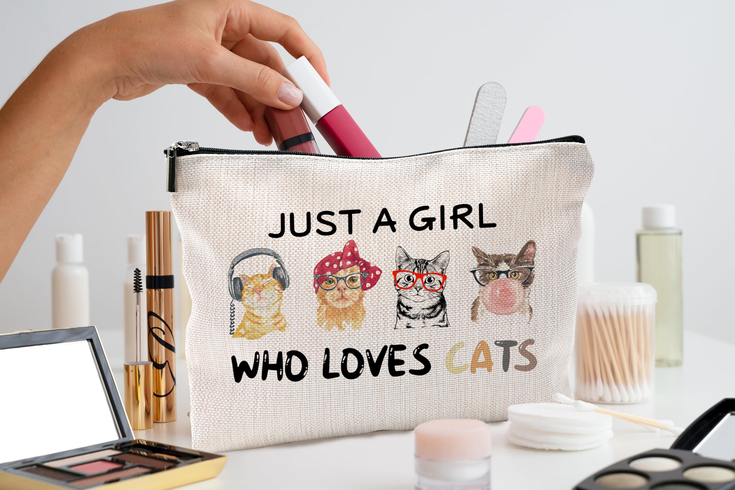 Funny Cat Makeup Bag with Zipper - Perfect Gift for Cat Lovers & Birthday Presents