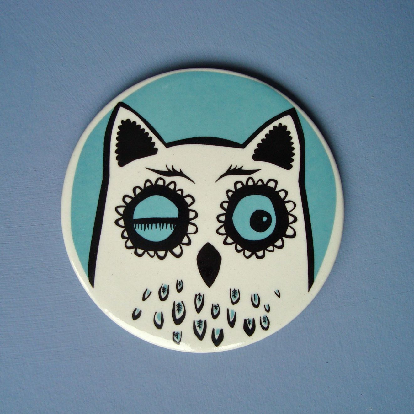 Handmade Ceramic Owl Coasters Set of 4 - Unique Home Decor for Coffee Table, Kitchen & Office - Perfect Gift for Owl Lovers & Housewarming