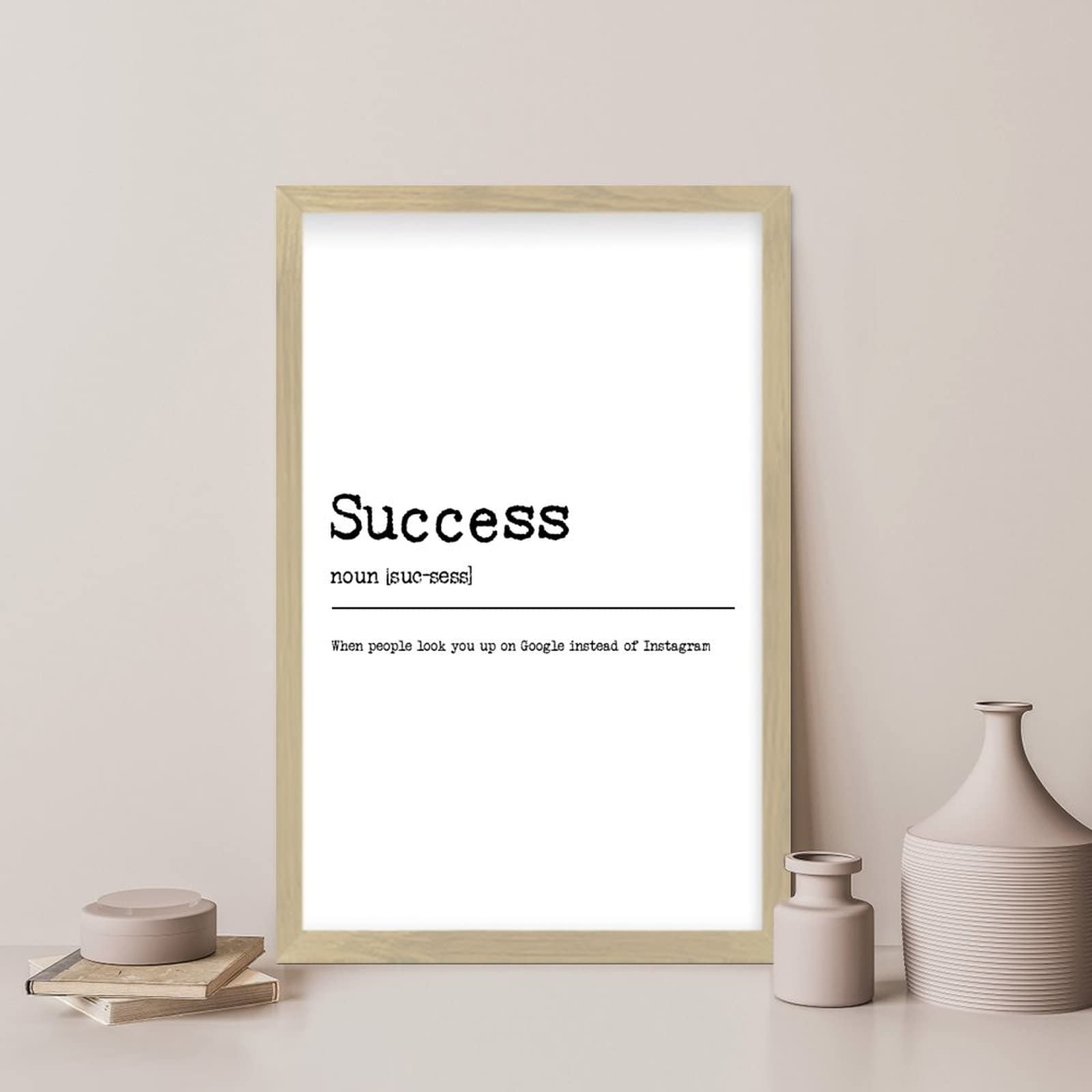 Dictionary Definition of Success Noun - Rustic Wooden Wall Hanging Plaque Sign, 12x8 Inch Framed Wall Art Decor for Bedroom, Living Room, Office - Inspirational Housewarming Gift for Home & Office Decor