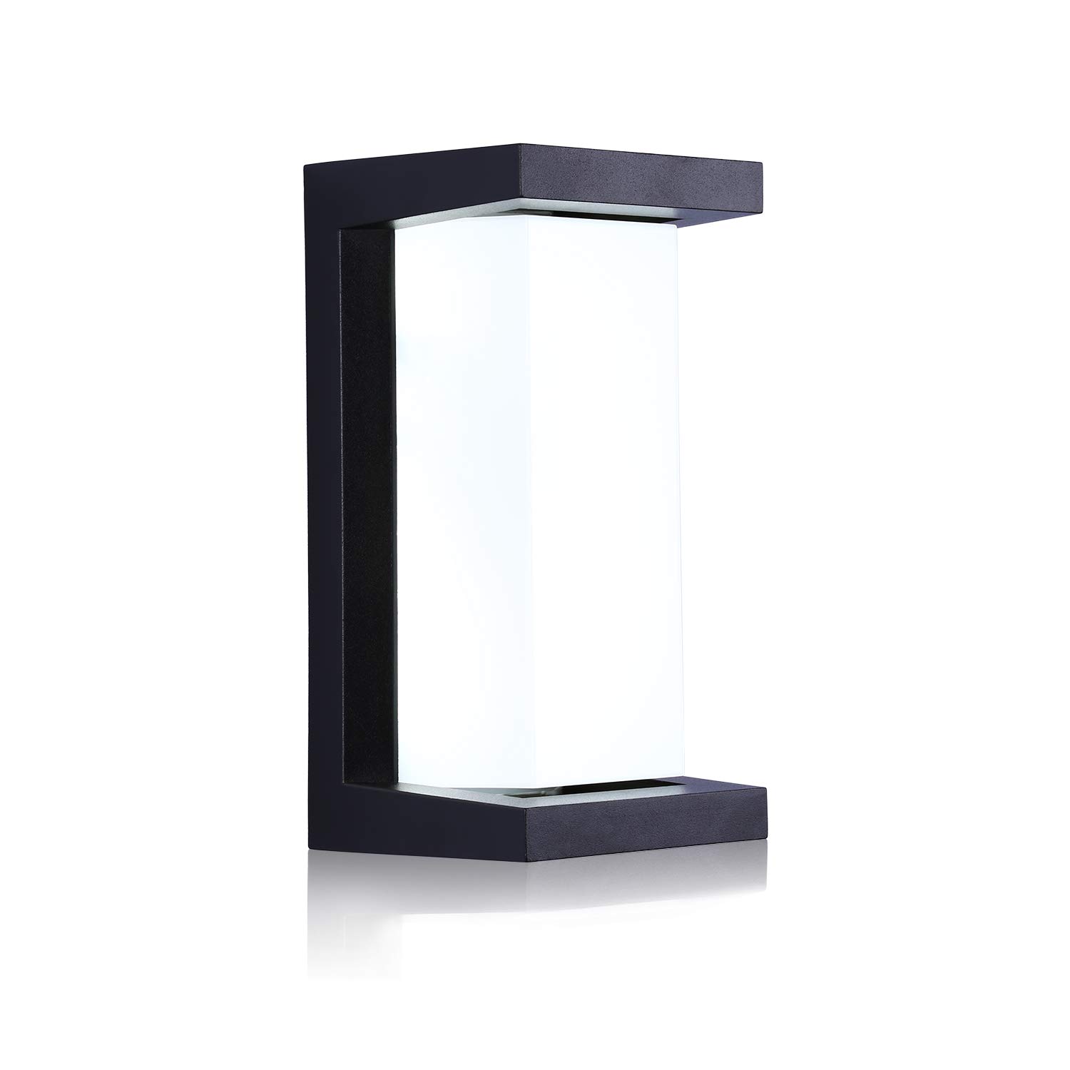 LIGHTESS 10W LED Outdoor Wall Sconce - Waterproof Exterior Light Fixture in Black (6000K Cool White) - Perfect for Porch, Garage, Garden & Patio Lighting