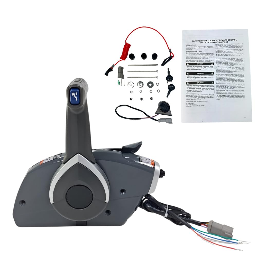 Evinrude Johnson Side Mount Remote Control Box 5006180 - Outboard Throttle Control with Ignition Switch & Key (Push to Open) - Perfect for Marine Boating & Fishing Boats