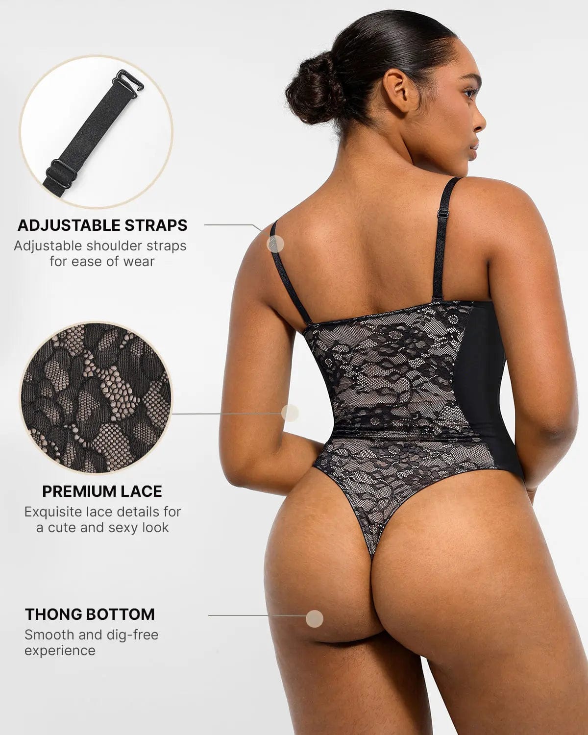 Sexy Lace Plunge Thong Bodysuit - Supportive Shapewear for Women | Perfect for Date Night, Bridal Lingerie & Special Occasions
