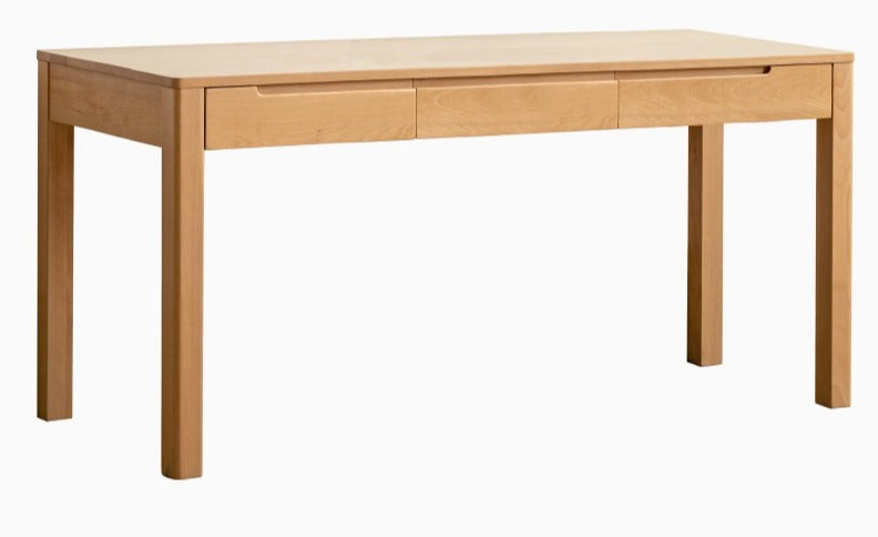 Solid Beech Wood Computer Desk for Home Office - Ergonomic Study Desk with Ample Workspace for Writing, Working & Remote Learning