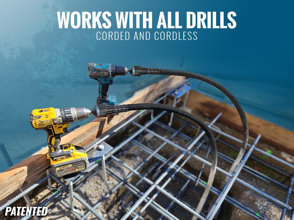 TEMCo Cordless Concrete Vibrating Tool - Drill-Powered Concrete Vibrator for Efficient Air Bubble Removal | Perfect for Construction, Foundation Work & DIY Concrete Projects