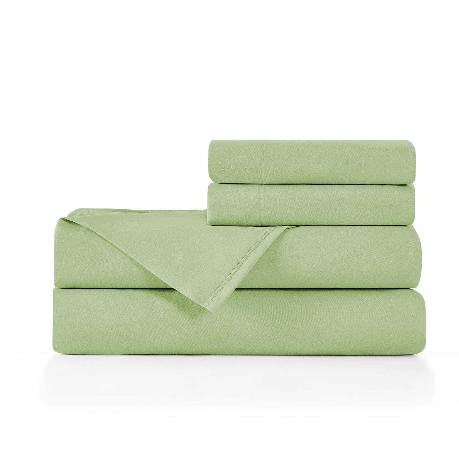 BASIC CHOICE Twin Size Sheet Set - Breathable & Cooling Bed Sheets for Kids & Teens - 3 Piece Luxury Hotel Quality Bedding - Extra Soft Deep Pocket Wrinkle Free Sage Sheets - Perfect for Dorm Rooms, Guest Beds & Sleepovers